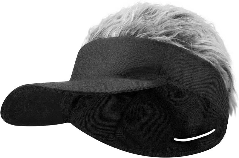 GREUS Funny Wig Baseball Cap, Novelty Faux Hair Visor Hat, Crazy Fuzzy Hair Cap for Outdoor Sports, Halloween Party, Costume - Image 4
